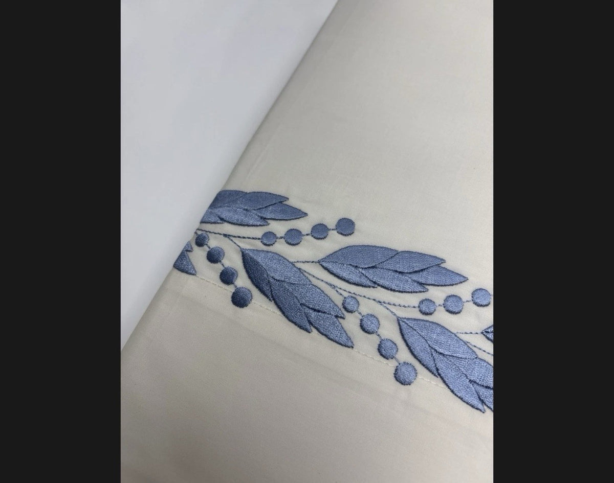 Hamburg House Ivory Percale Sheet Set: King Flat, Cases, and Fitted Sheet.1