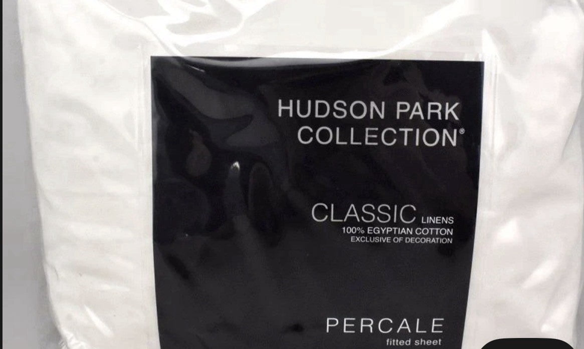 Hudson Park Classic Linens Cotton Percale TWIN Fitted Sheet Silver0