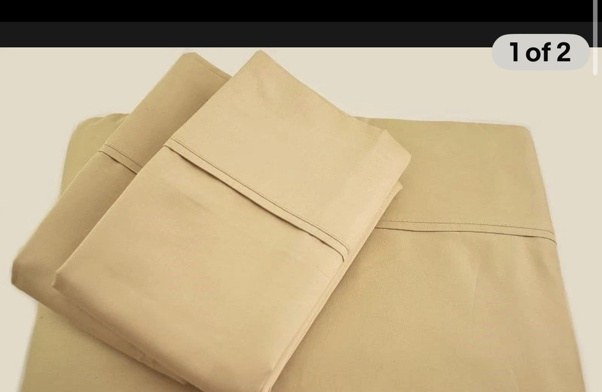 Donna Karan 700 Thread Count Luxe Egyptian Sateen QUEEN Sheet Set Gold0