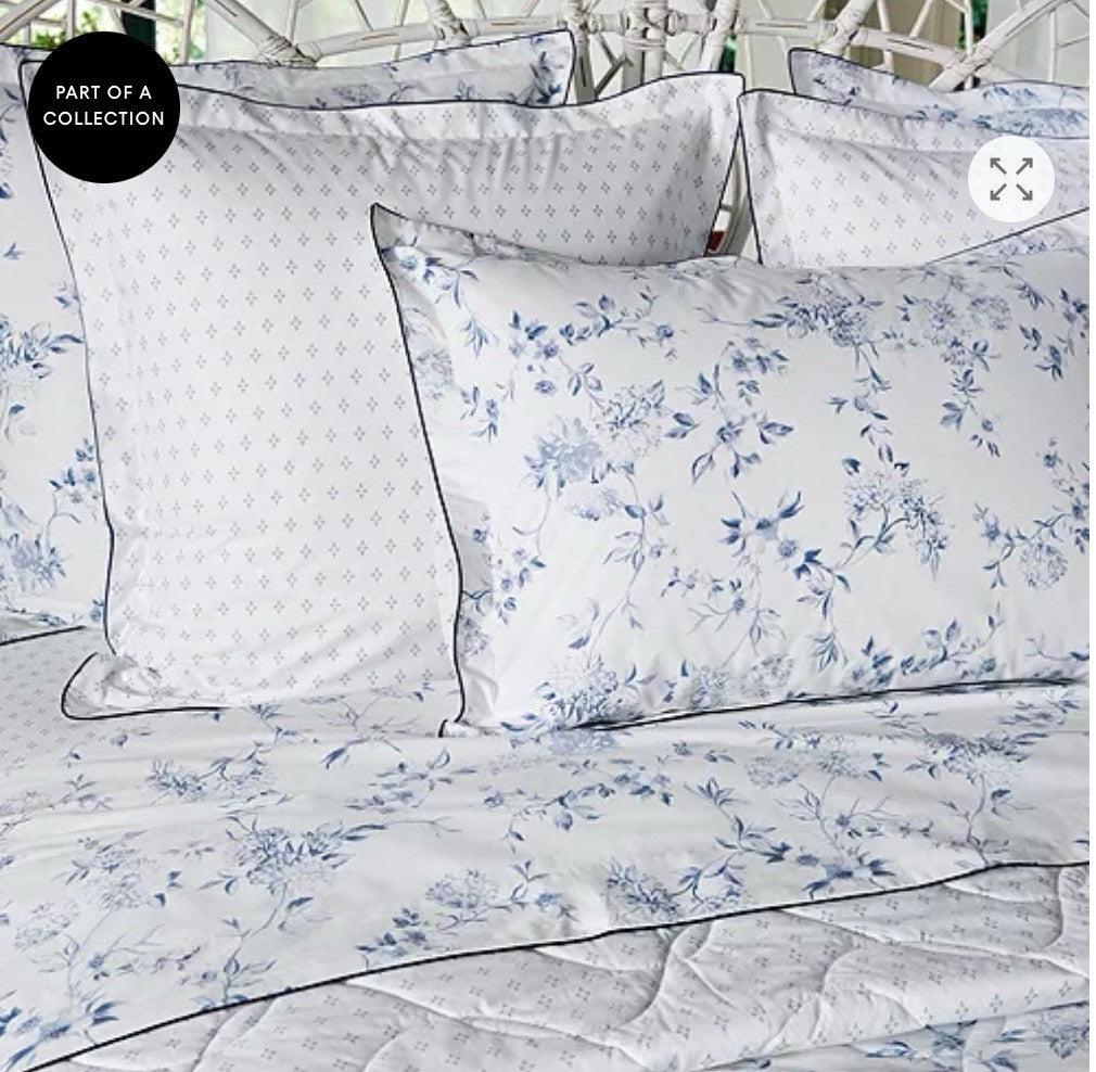 Anne De Solene Paris Malacca Cotton Percale KING Duvet Cover Bleu2