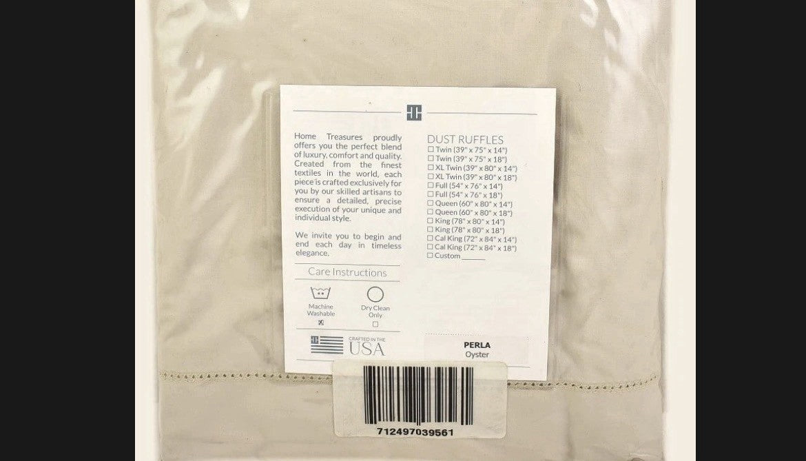 Home Treasures Perla Cotton Percale KING Bedskirt Oyster1