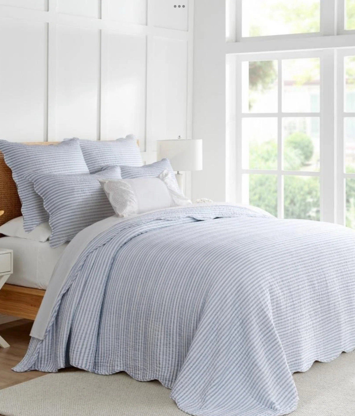 Levtex Home Martha Stripe Cotton QUEEN Bedspread & Pillowshams Set Blue0