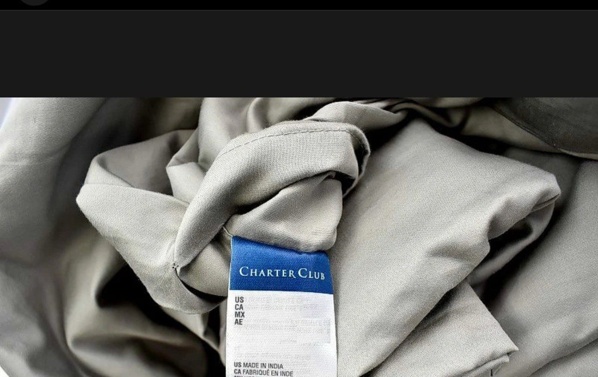 Charter Club Damask Solid 550 Thread Count TWIN Duvet Cover & Sham Smoke Gray1