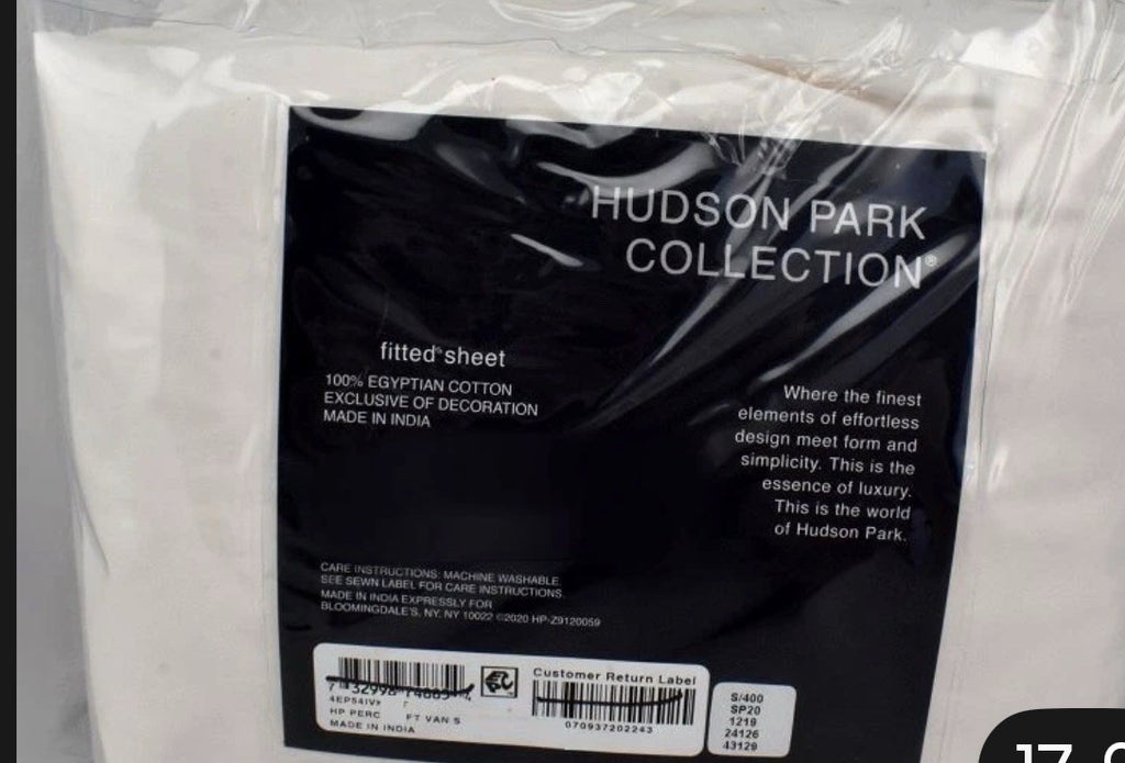 Hudson Park Classic Linens Cotton Percale TWIN Fitted Sheet Silver1