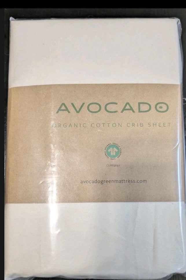 Avocado Organic Cotton Crib Sheet, Crib Size, White Solid Color0