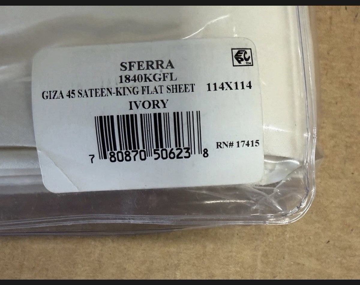 Sferra Giza 45 Sateen King Flat Sheet Ivory3