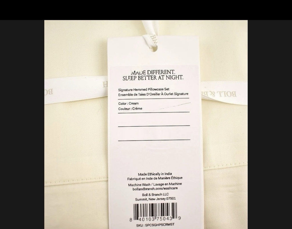 Boll & Branch Signature Hemmed Organic Cotton STANDARD Pillowcases Cream3