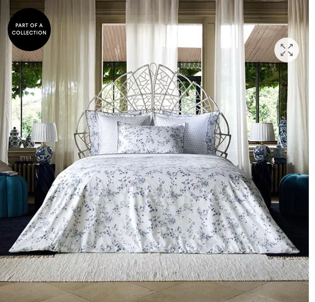 Anne De Solene Paris Malacca Cotton Percale KING Duvet Cover Bleu1