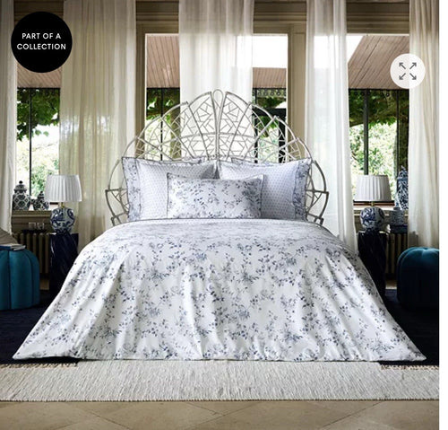 Anne De Solene Paris Malacca Cotton Percale KING Duvet Cover Bleu1
