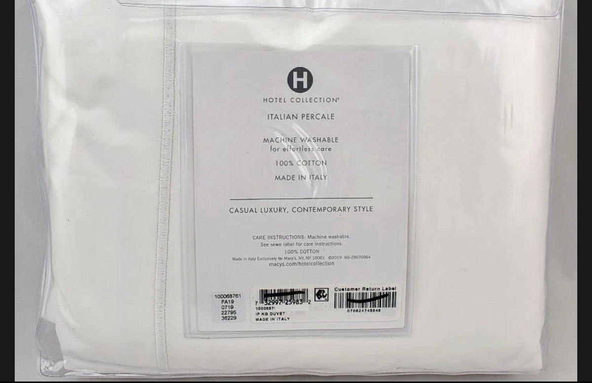 Hotel Collection Italian Percale FULL / QUEEN Duvet & Pillowshams Set White1