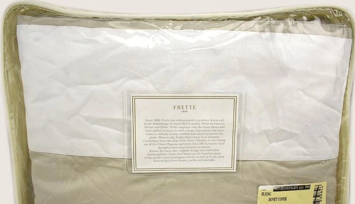 Frette 1860 Flying Cotton Sateen FULL / QUEEN Duvet Cover White / Sand1