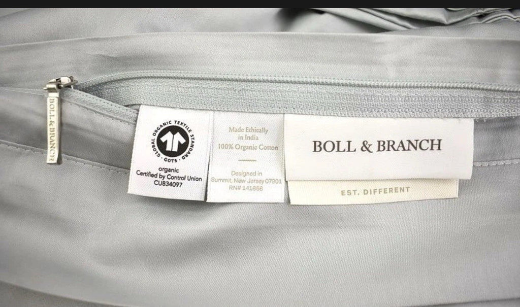 Boll & Branch Signature Hemmed Organic Cotton QUEEN Duvet & Shams Set Mist1