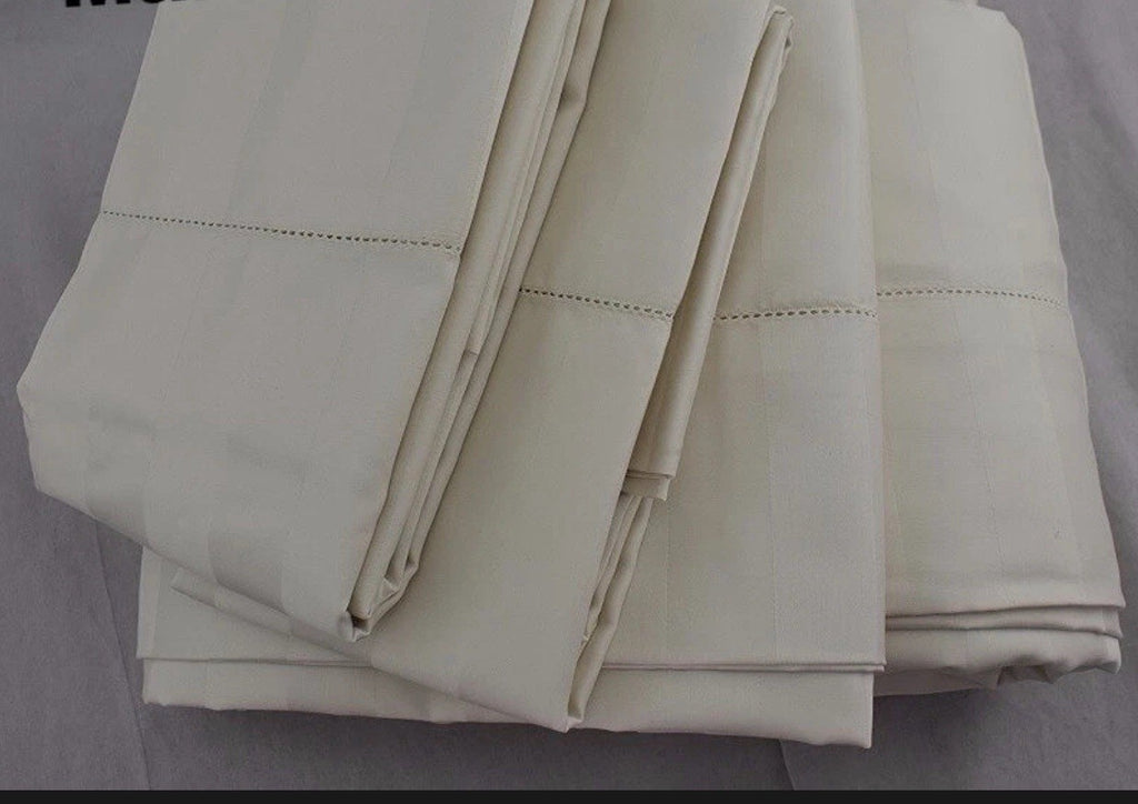 Charter Club Damask Stripe 550 TC KING Fitted Sheet & Cases Natural1