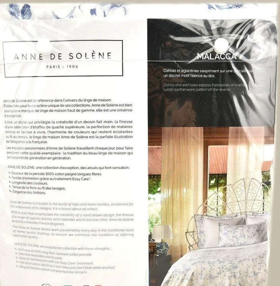 Anne De Solene Paris Malacca Cotton Percale KING Duvet Cover Bleu4