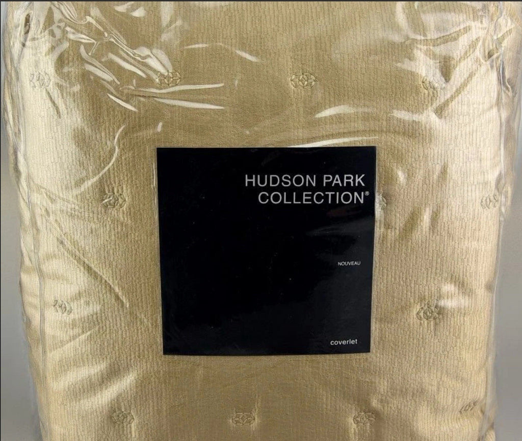 Hudson Park Collection Nouveau Gold QUEEN Quilted Coverlet Gold0