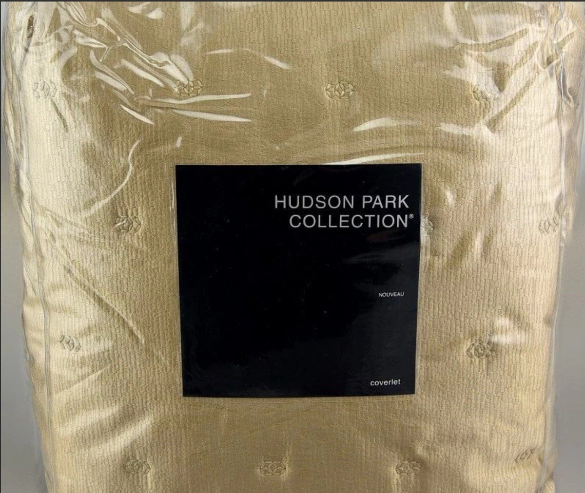 Hudson Park Collection Nouveau Gold QUEEN Quilted Coverlet Gold0