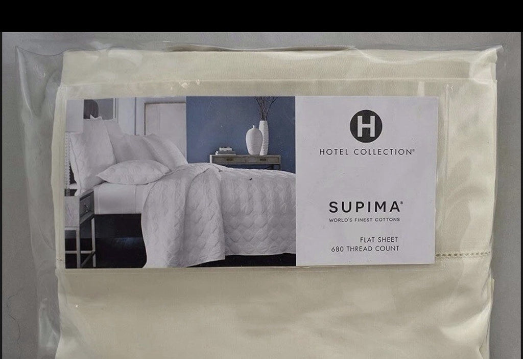 Hotel Collection 680 Thread Count Cotton KING EXTRA DEEP Flat Sheet Ivory0