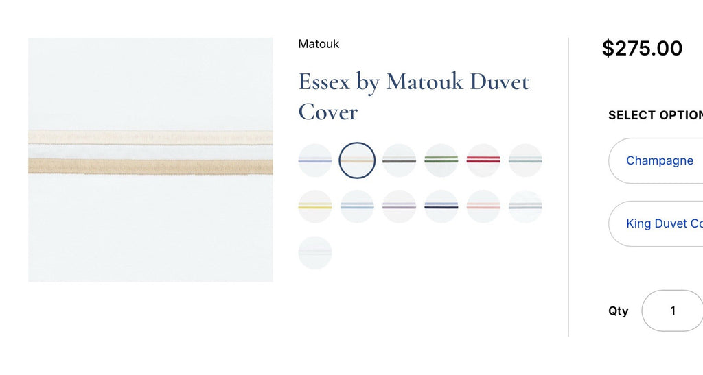 Matouk Essex King Sheet Set/Duvet/2 Xtra Cases/Wht Champagne/MSRP 855.00/7 Items5