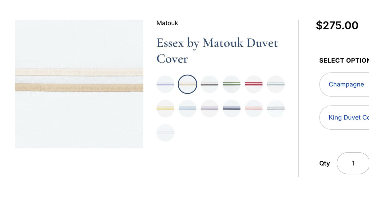 Matouk Essex King Sheet Set/Duvet/2 Xtra Cases/Wht Champagne/MSRP 855.00/7 Items5