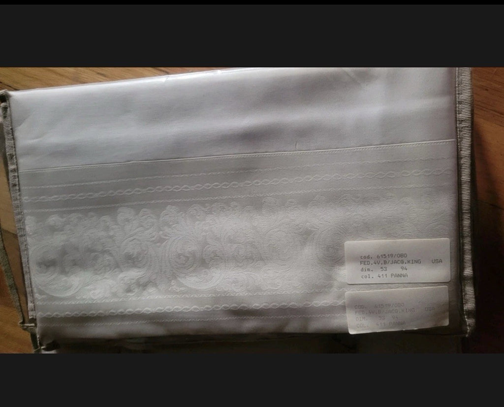 ELAYNE B. VENETIAN LINEN SHEET SET MADE  IN ITALY,8PC SET,KING,TOPAZIO JACQUARD~11