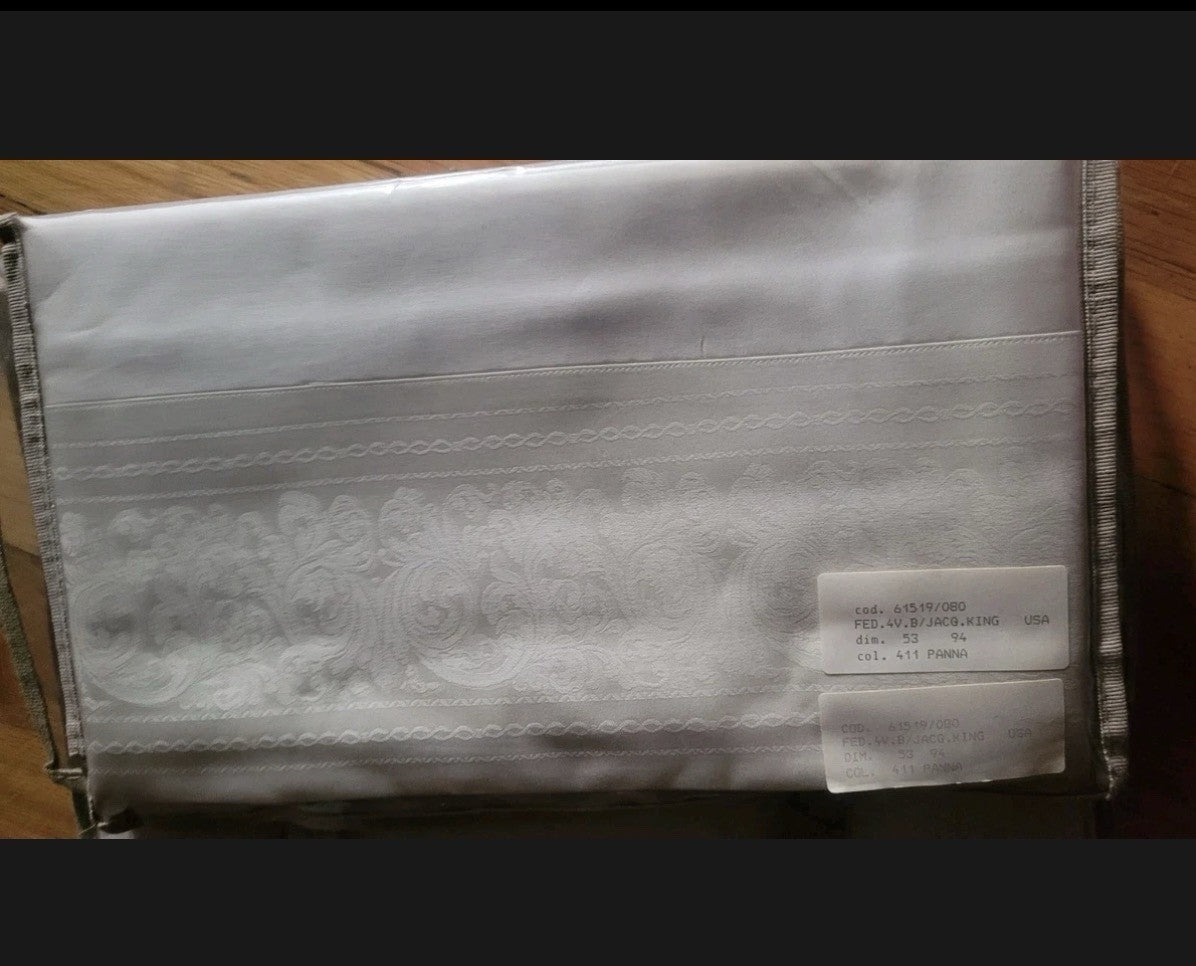 ELAYNE B. VENETIAN LINEN SHEET SET MADE  IN ITALY,8PC SET,KING,TOPAZIO JACQUARD~11