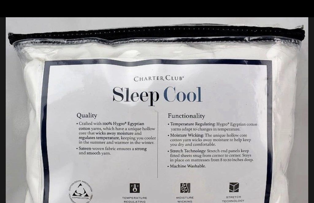 Charter Club Sleep Cool 400 Thread Count Hygrocotton QUEEN Sheet Set White1