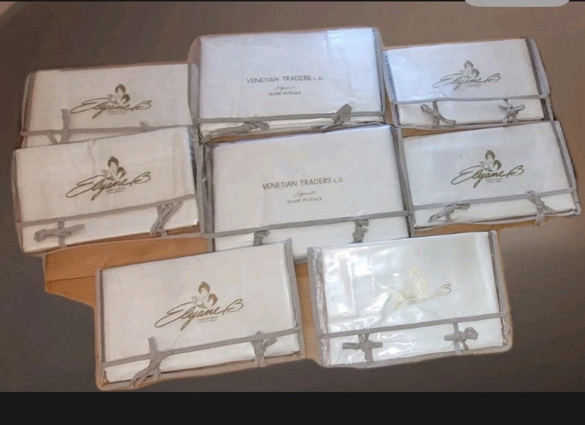 ELAYNE B. VENETIAN LINEN SHEET SET MADE  IN ITALY,8PC SET,KING,TOPAZIO JACQUARD~0