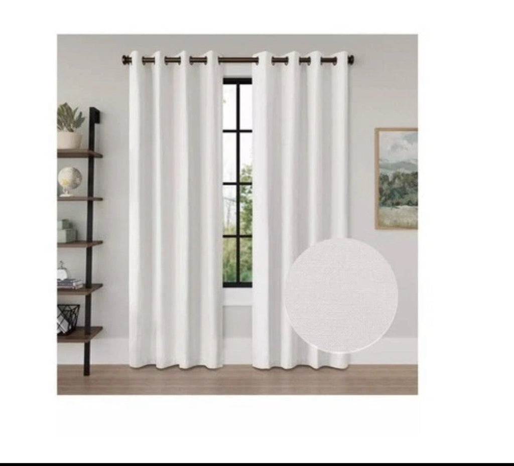 Awesome Home Linen Texture Blackout Grommet Curtains Pair (2 Panels) White0