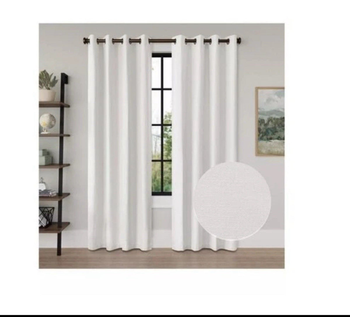 Awesome Home Linen Texture Blackout Grommet Curtains Pair (2 Panels) White0