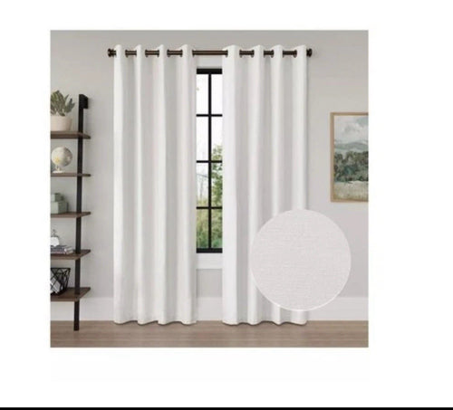 Awesome Home Linen Texture Blackout Grommet Curtains Pair (2 Panels) White0