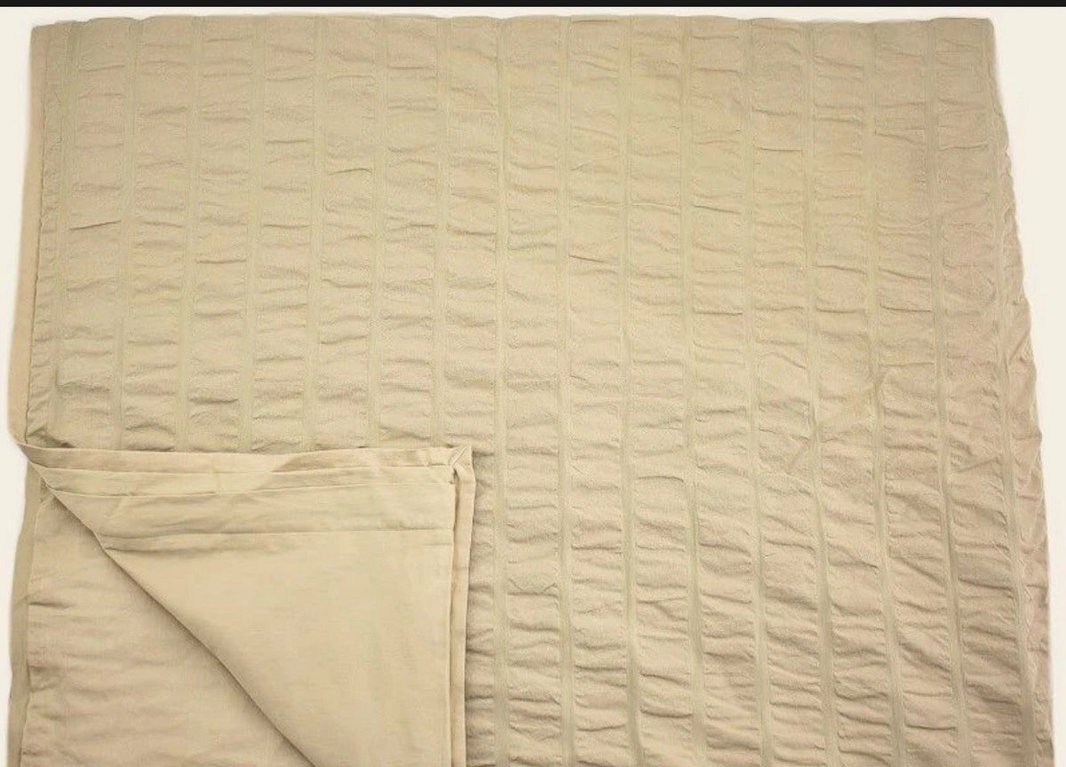 Boll & Branch Relaxed Seersucker QUEEN Duvet Cover & Shams Set Oak1