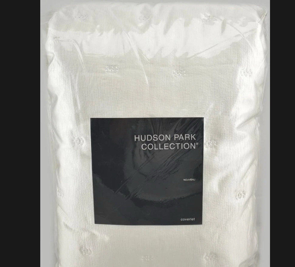 Hudson Park Collection Nouveau QUEEN Quilted Coverlet Ivory0