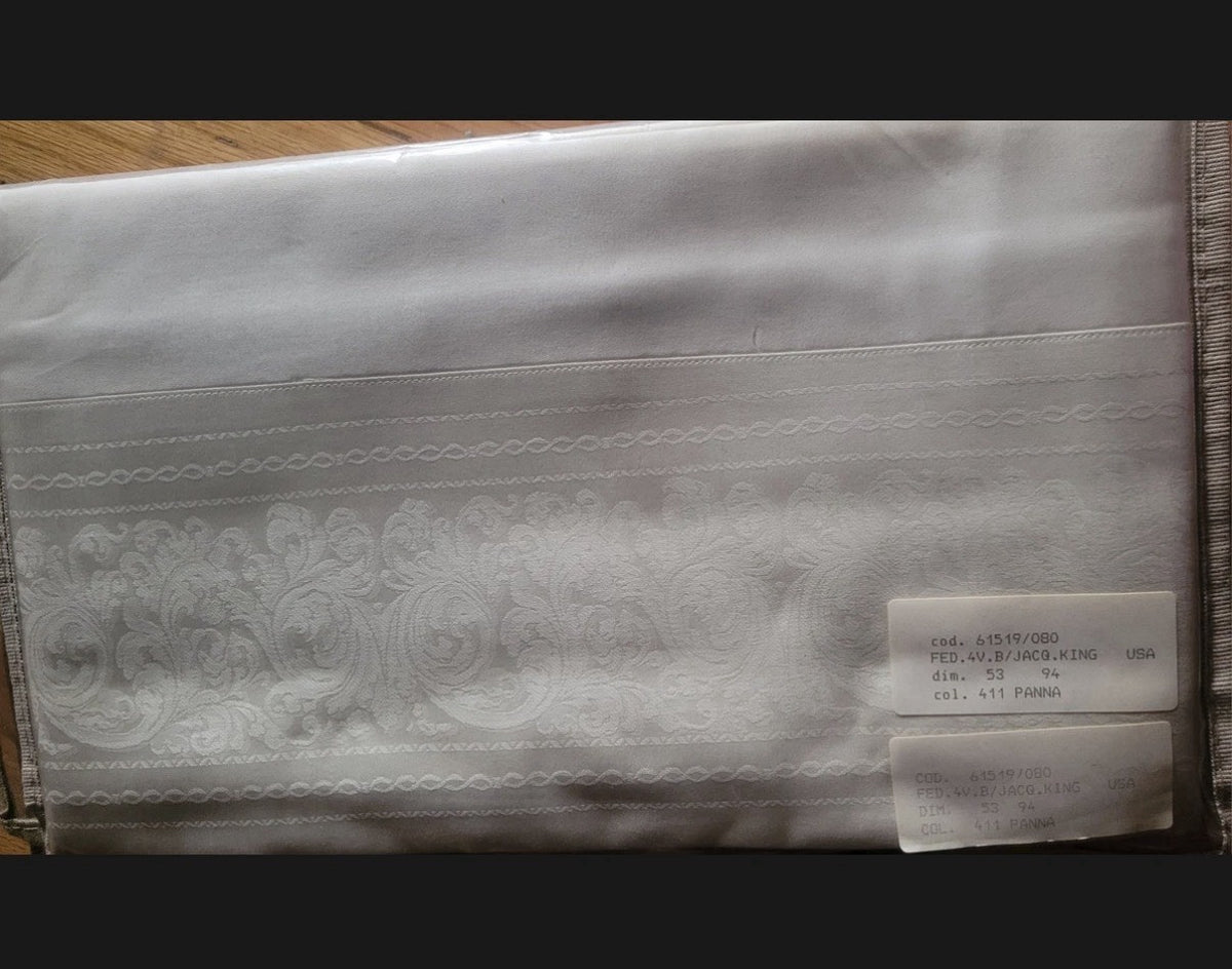 ELAYNE B. VENETIAN LINEN SHEET SET MADE  IN ITALY,8PC SET,KING,TOPAZIO JACQUARD~10