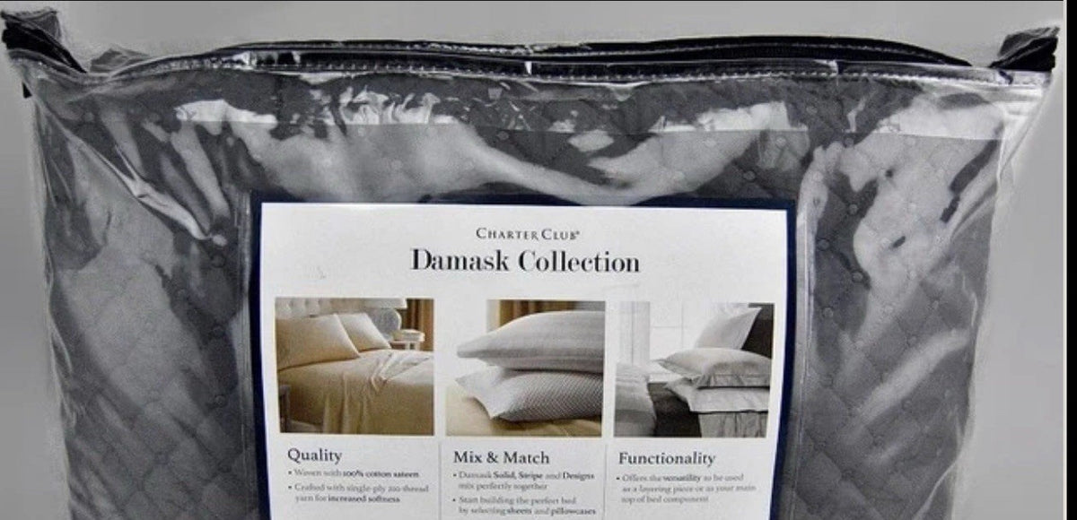 Charter Club Damask Quilted Solid FULL / QUEEN Coverlet & Shams Set Marble1