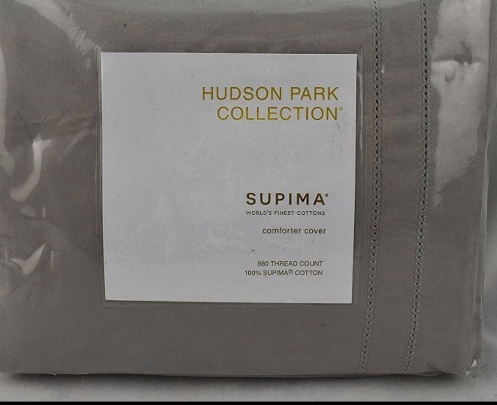 Hudson Park 680 Thread Count Cotton Sateen KING Duvet Cover Pewter0