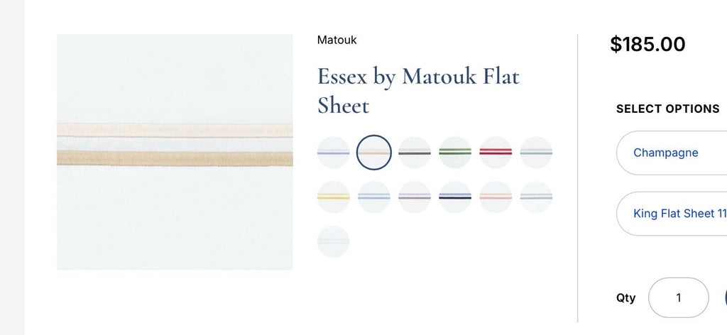 Matouk Essex King Sheet Set/Duvet/2 Xtra Cases/Wht Champagne/MSRP 855.00/7 Items2