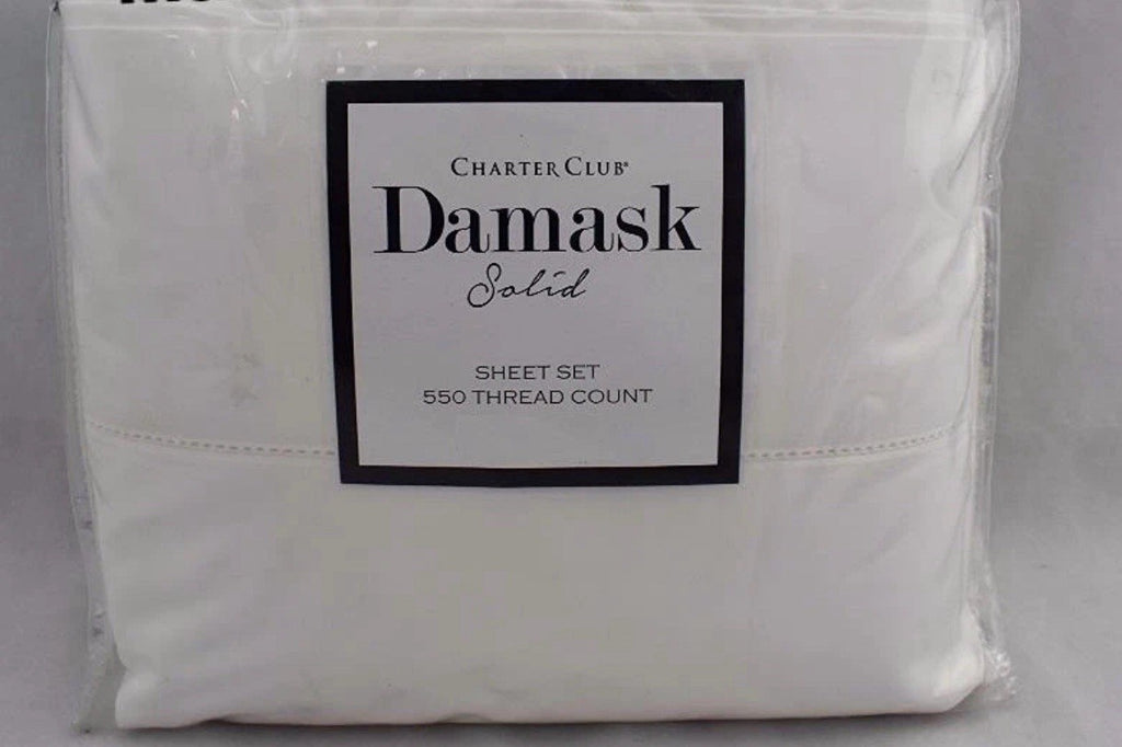 Charter Club Damask Solid 550 Thread Count KING EXTRA DEEP Sheet Set White0