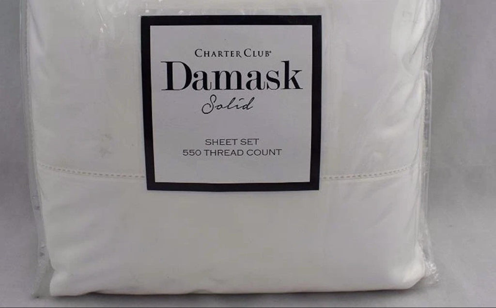 Charter Club Damask Solid 550 Thread Count KING EXTRA DEEP Sheet Set White0