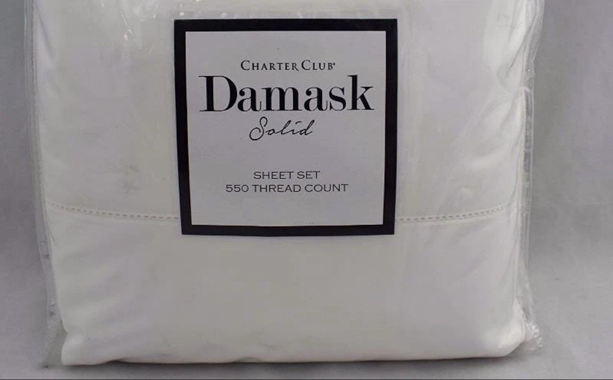 Charter Club Damask Solid 550 Thread Count KING EXTRA DEEP Sheet Set White0