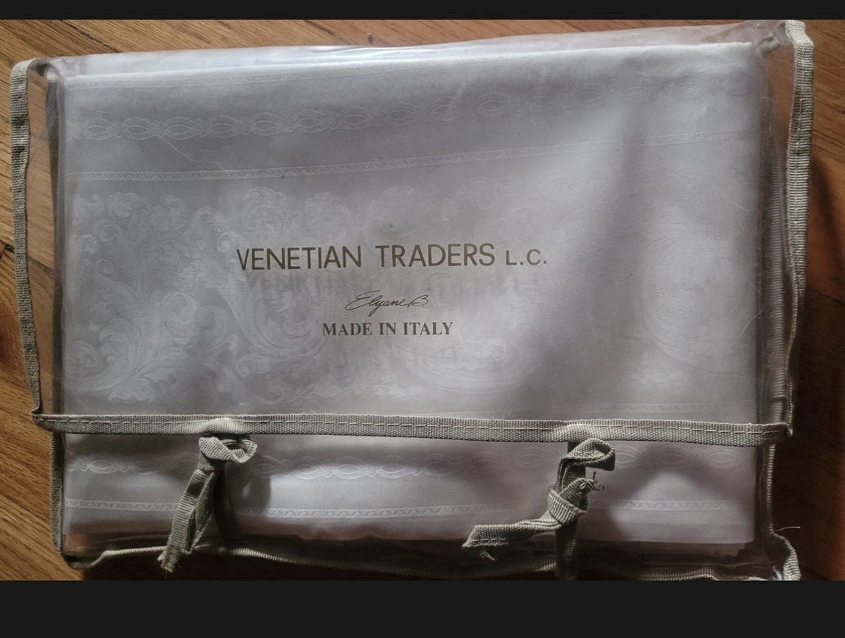 ELAYNE B. VENETIAN LINEN SHEET SET MADE  IN ITALY,8PC SET,KING,TOPAZIO JACQUARD~3