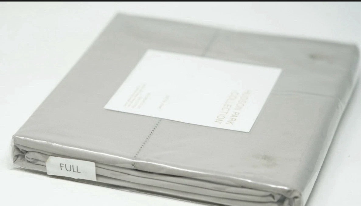 Hudson Park Collection 600TC Cotton Sateen Solid Flat Sheet - FULL - Silver Gray1