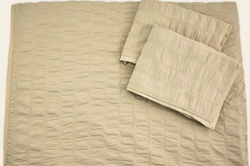 Boll & Branch Relaxed Seersucker QUEEN Duvet Cover & Shams Set Oak0