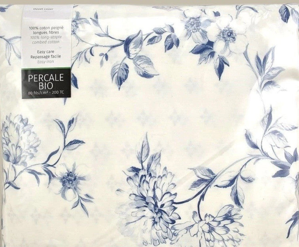 Anne De Solene Paris Malacca Cotton Percale KING Duvet Cover Bleu3