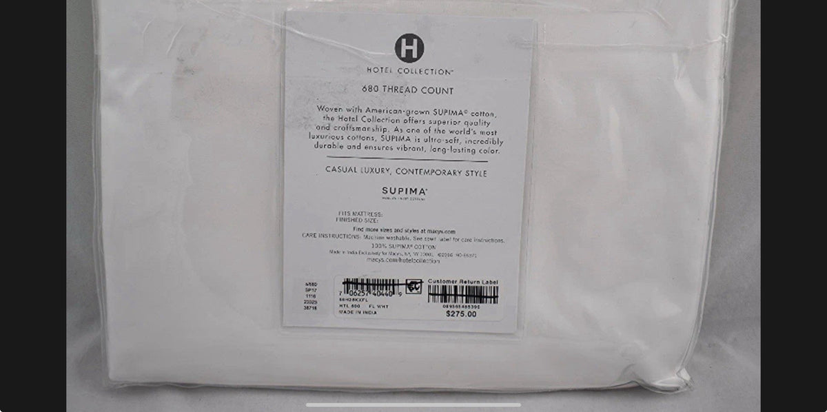 Hotel Collection 680 Thread Count Supima Cotton QUEEN Flat Sheet White1