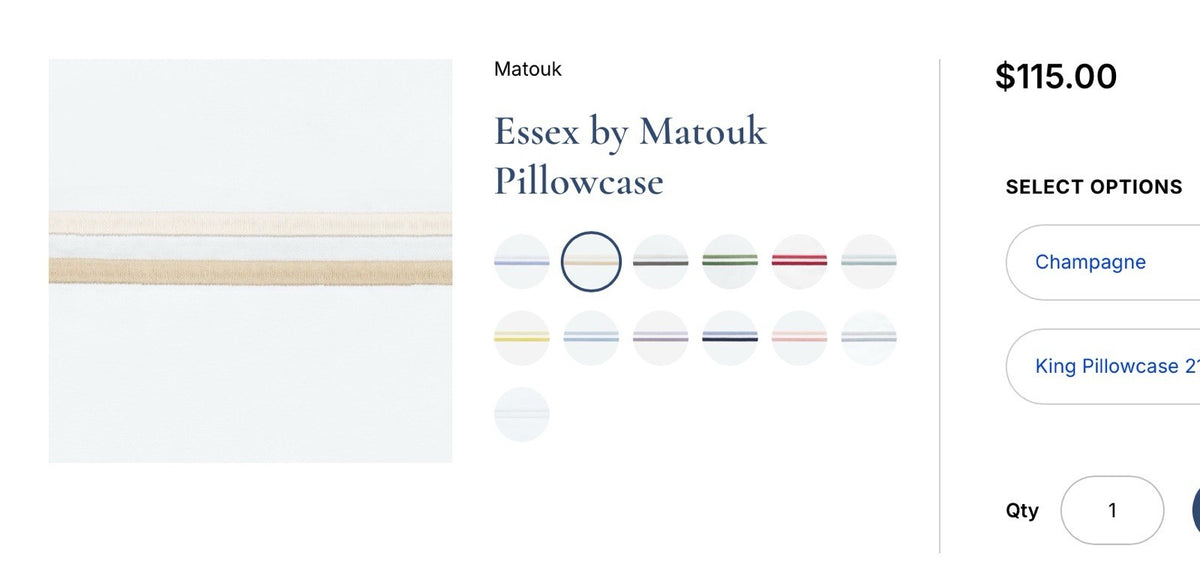 Matouk Essex King Sheet Set/Duvet/2 Xtra Cases/Wht Champagne/MSRP 855.00/7 Items4