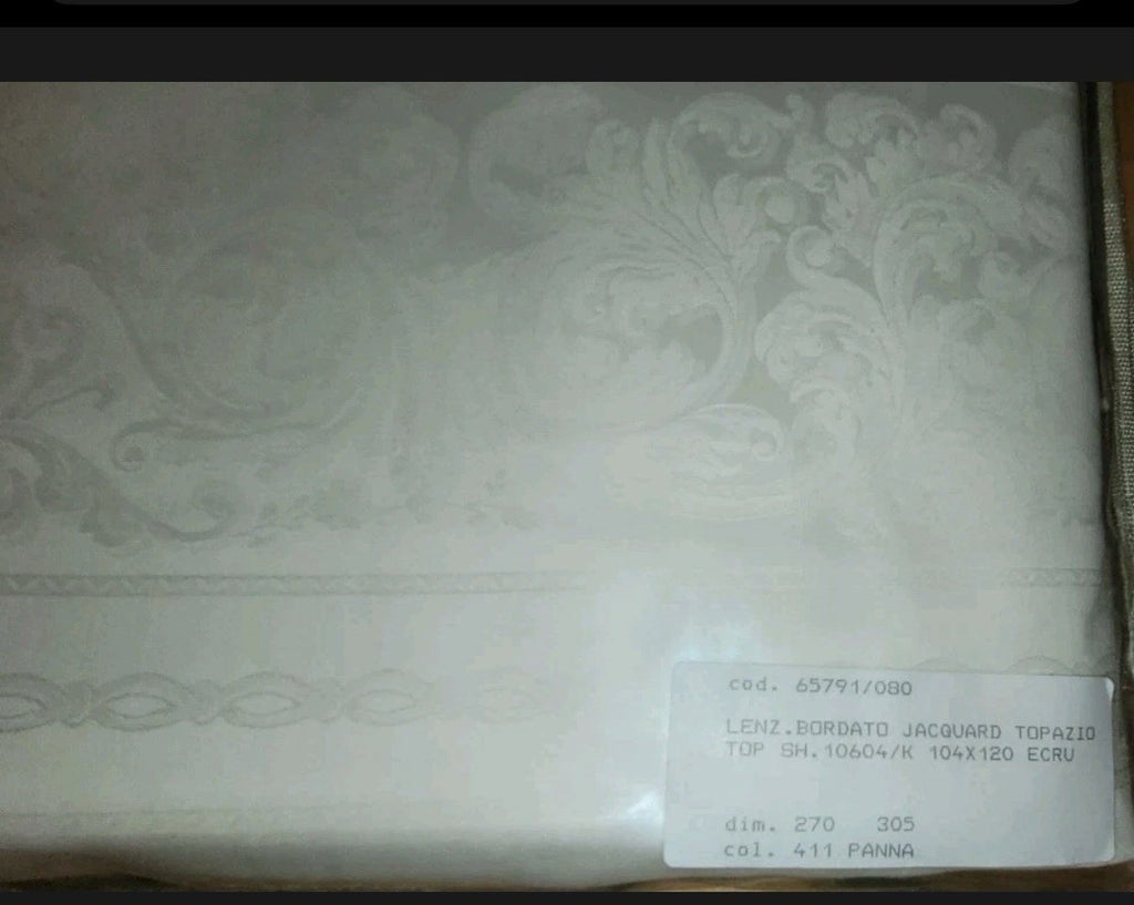 ELAYNE B. VENETIAN LINEN SHEET SET MADE  IN ITALY,8PC SET,KING,TOPAZIO JACQUARD~9