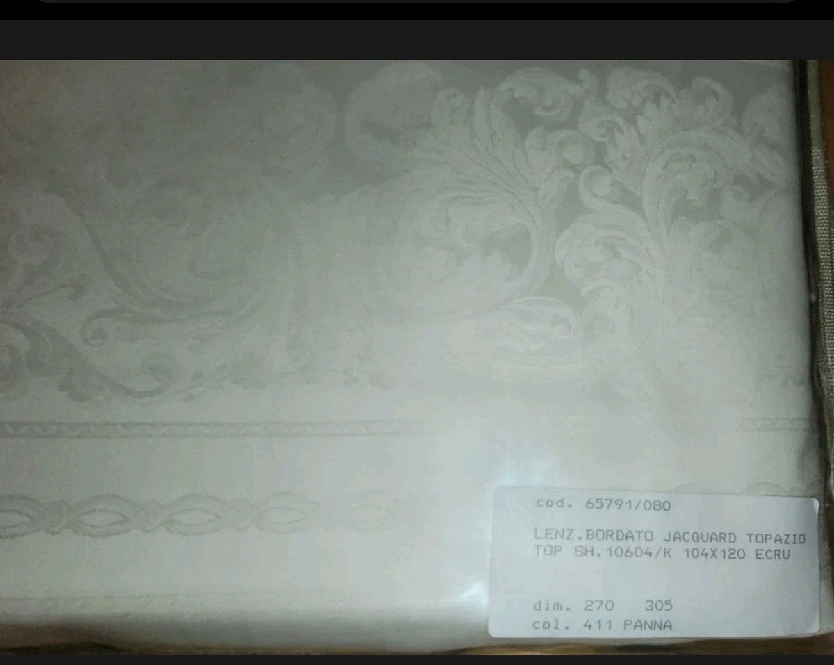ELAYNE B. VENETIAN LINEN SHEET SET MADE  IN ITALY,8PC SET,KING,TOPAZIO JACQUARD~9