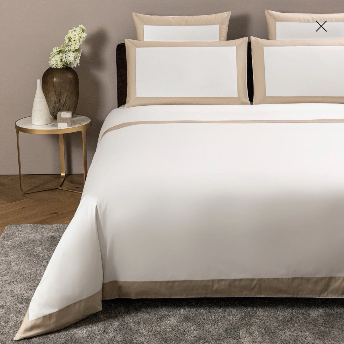 Frette 1860 Flying Cotton Sateen KING Duvet Cover White / Sand1
